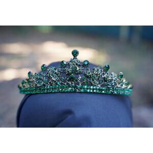 Very Demure Small Dark Green Tiara Bridal Goth Crown Birthday Wedding Gift